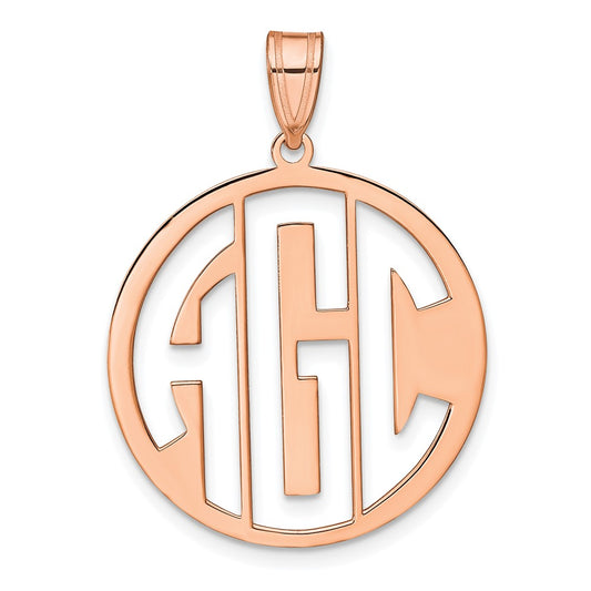 Rose Plated Sterling Silver/Rose Round Cut Out Monogram Pendant