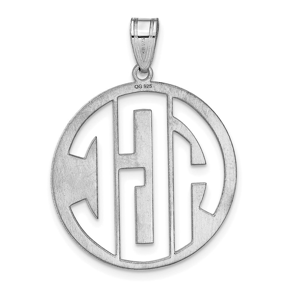 Sterling Silver Silver/Rhodium Plated Round Cut Out Monogram Pendant