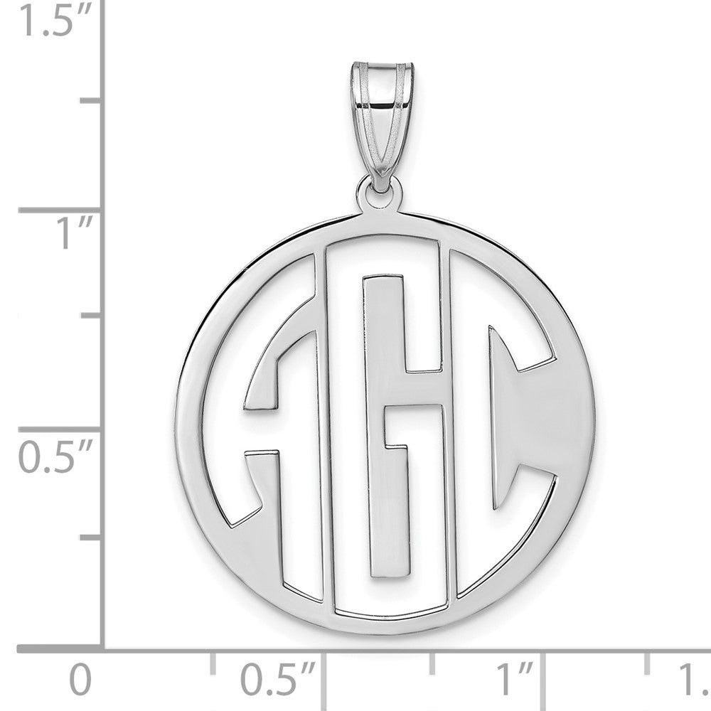 Sterling Silver Silver/Rhodium Plated Round Cut Out Monogram Pendant