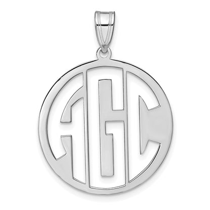 14K White Gold Round Cut Out Monogram Pendant