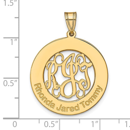 14K Yellow Gold Round Family Monogram Pendant
