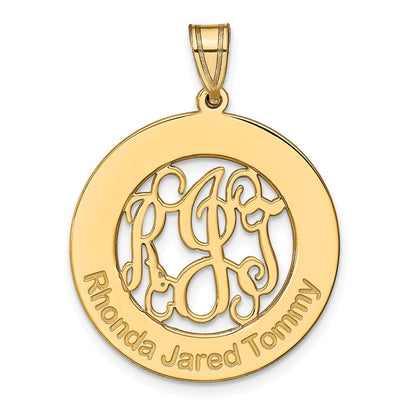 Gold Plated Sterling Silver/Gold Round Family Monogram Pendant