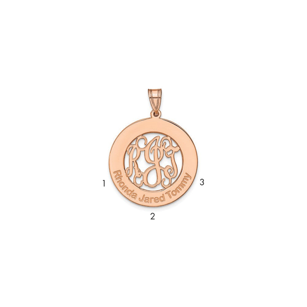 Rose Plated Sterling Silver/Rose Round Family Monogram Pendant