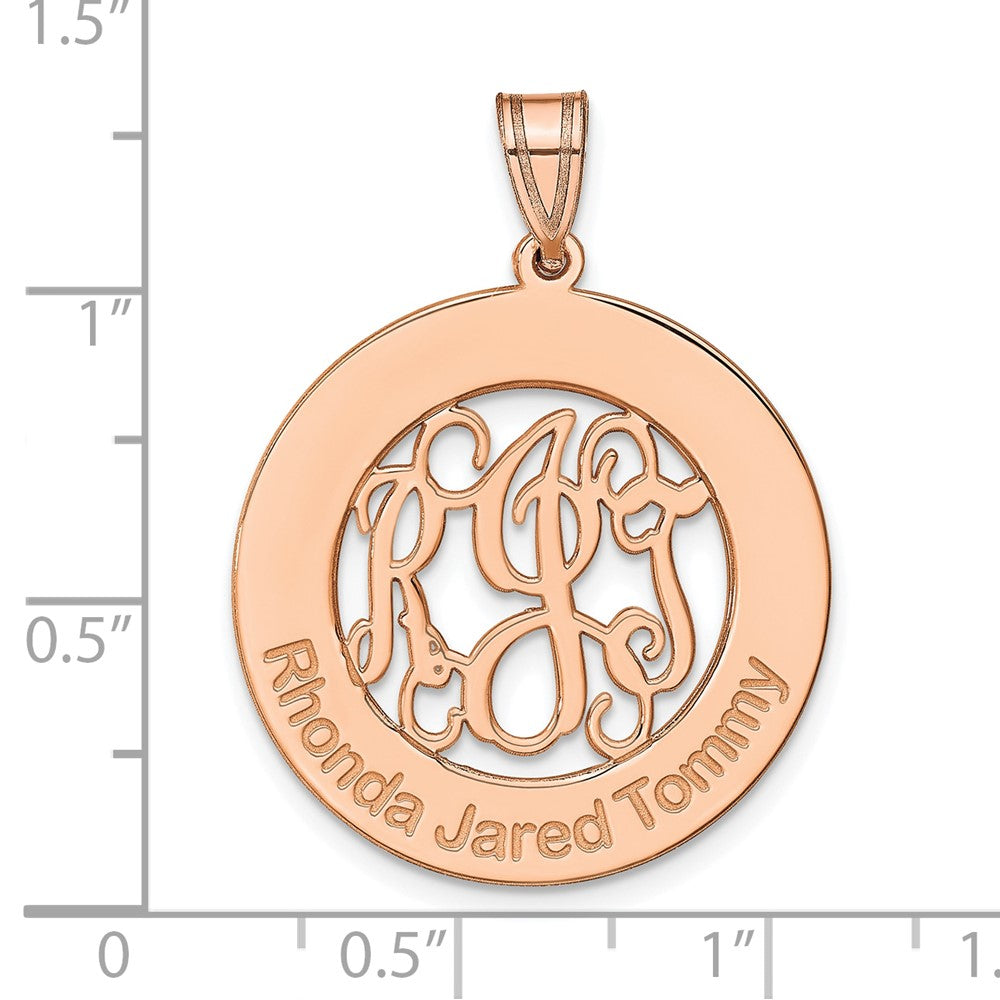 14K Rose Gold Round Family Monogram Pendant
