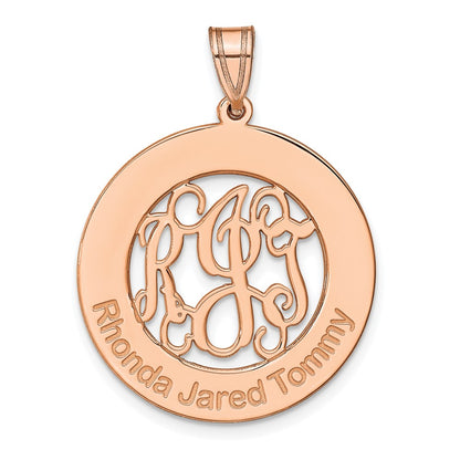 14K Rose Gold Round Family Monogram Pendant