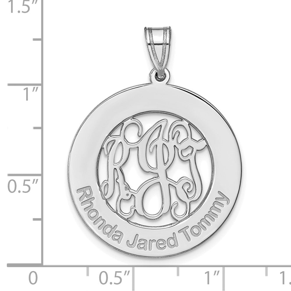 14K White Gold Round Family Monogram Pendant