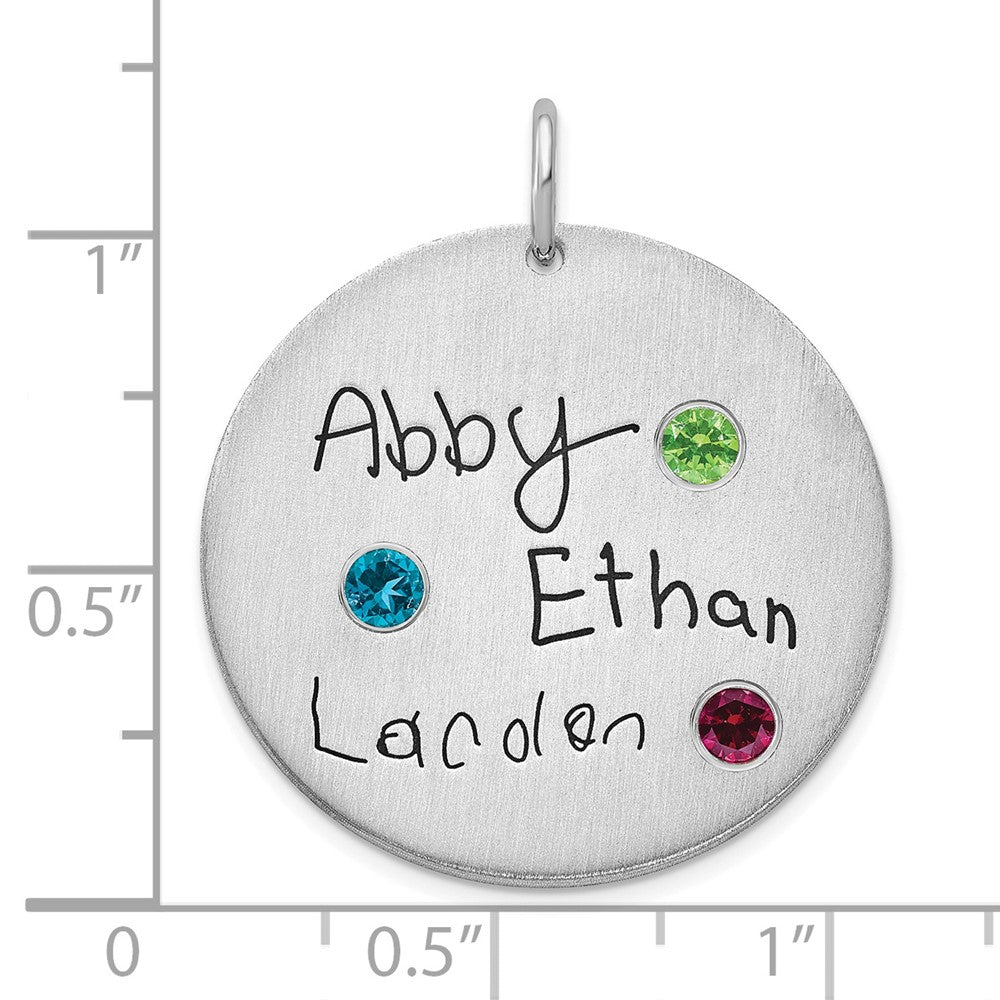 Sterling Silver /Rhodium Plated Signature With Birthstones Pendant