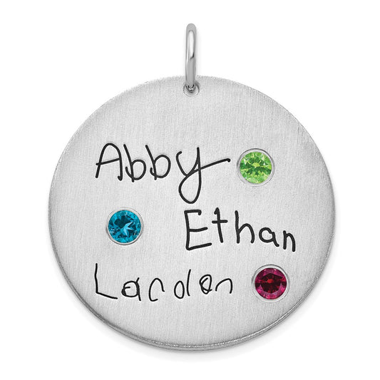 Sterling Silver /Rhodium Plated Signature With Birthstones Pendant