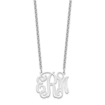Sterling Silver Silver/Rhodium Plated Medium Monogram Necklace