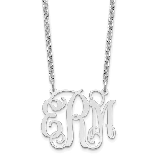 Sterling Silver Silver/Rhodium Plated Medium Monogram Necklace