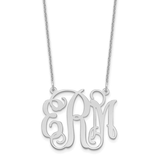 14K White Gold Medium Monogram Necklace