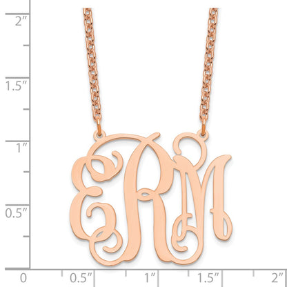 Rose Plated Sterling Silver/Rose Large Monogram Necklace
