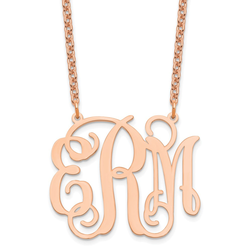 Rose Plated Sterling Silver/Rose Large Monogram Necklace