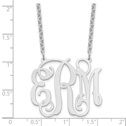 Sterling Silver Silver/Rhodium Plated Large Monogram Necklace