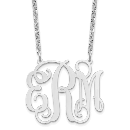 Sterling Silver Silver/Rhodium Plated Large Monogram Necklace