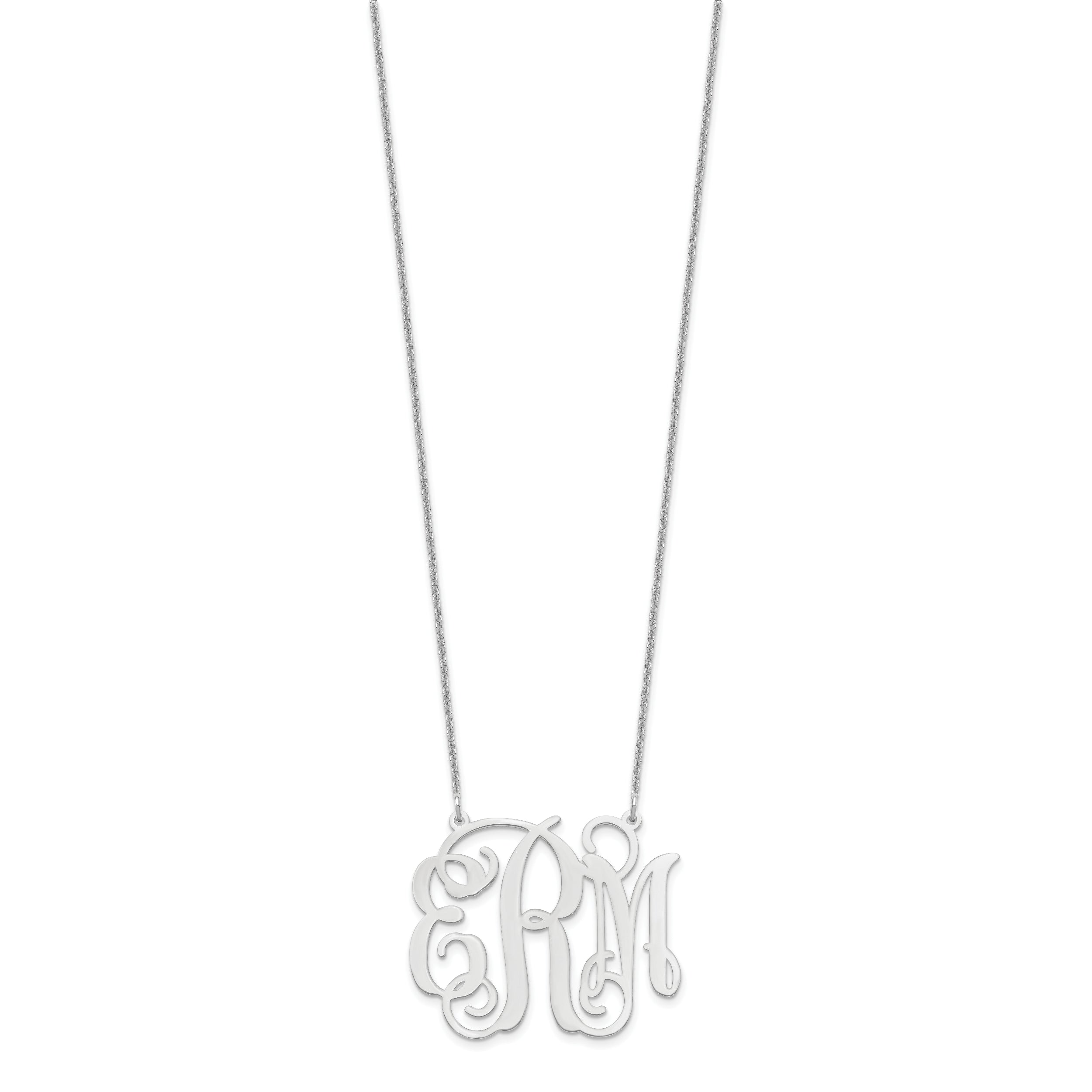 14K White Gold Large Monogram Necklace