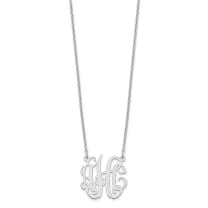 Sterling Silver Silver/Rhodium Plated Small Monogram Necklace