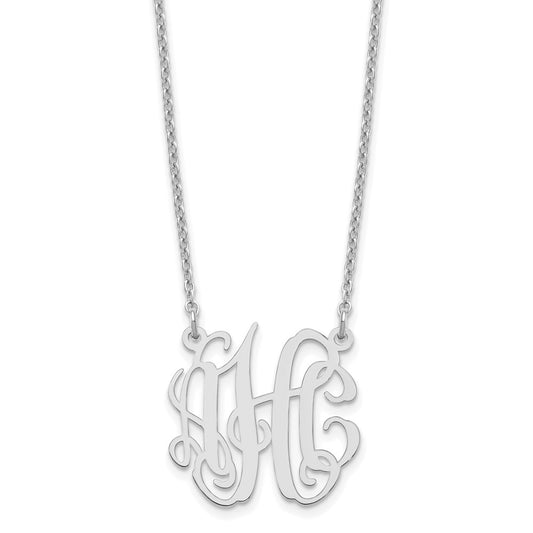 Sterling Silver Silver/Rhodium Plated Small Monogram Necklace