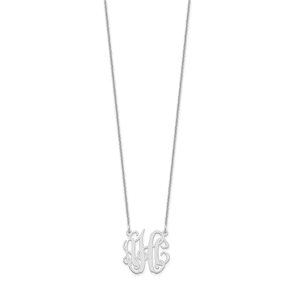 14K White Gold Small Monogram Necklace