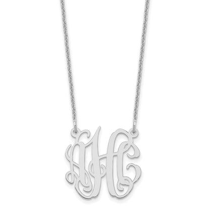 14K White Gold Small Monogram Necklace