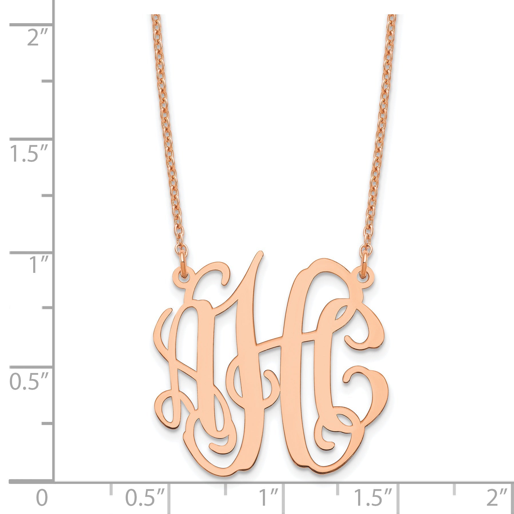 Rose Plated Sterling Silver/Rose Small Monogram Necklace