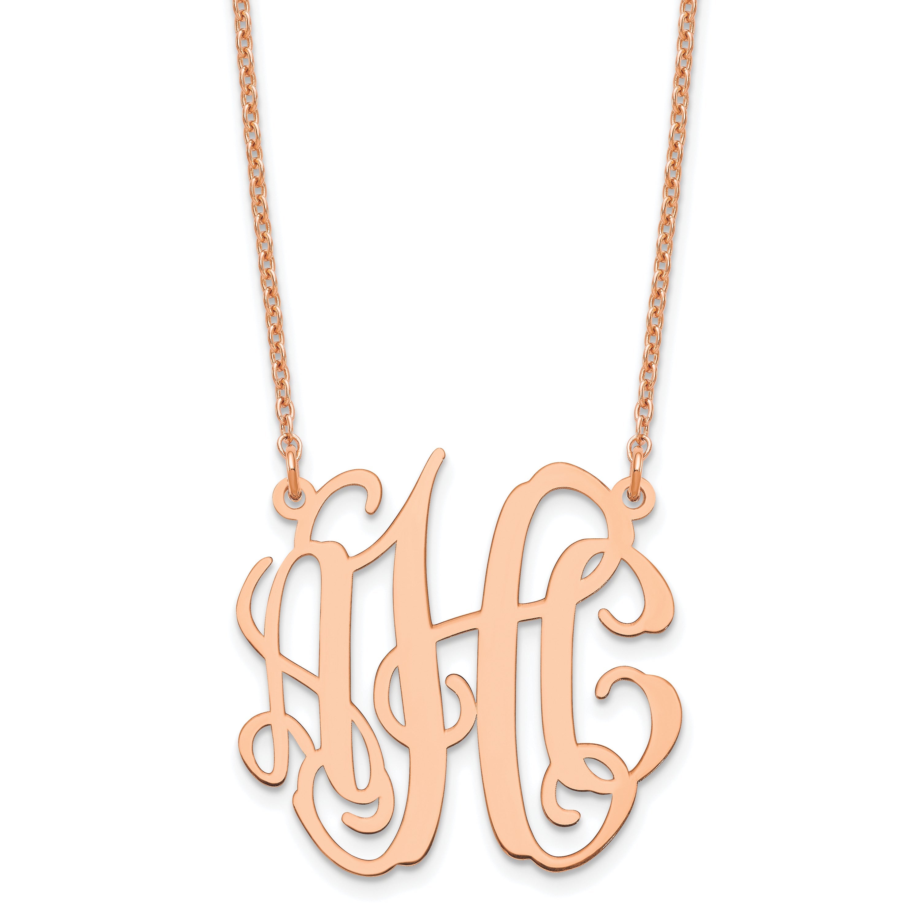 Rose Plated Sterling Silver/Rose Small Monogram Necklace