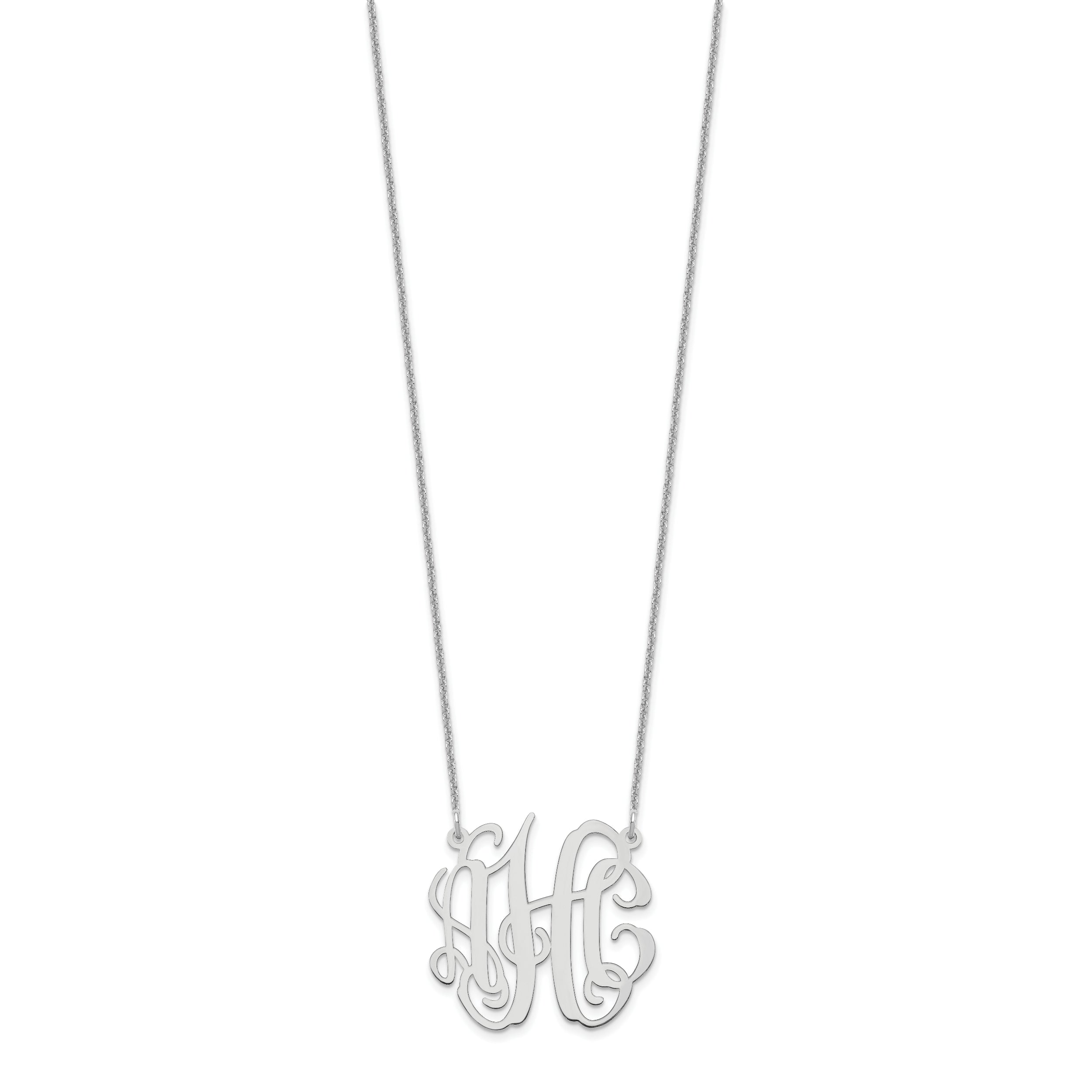 Sterling Silver Silver/Rhodium Plated Small Monogram Necklace