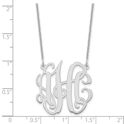 Sterling Silver Silver/Rhodium Plated Small Monogram Necklace
