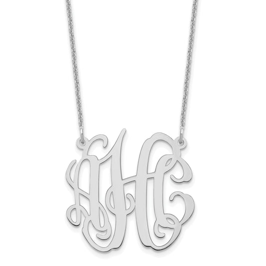 Sterling Silver Silver/Rhodium Plated Small Monogram Necklace