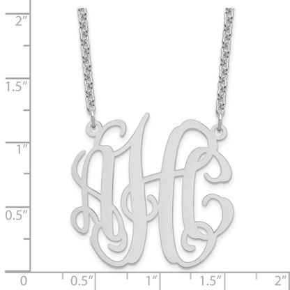Sterling Silver Silver/Rhodium Plated Medium Monogram Necklace