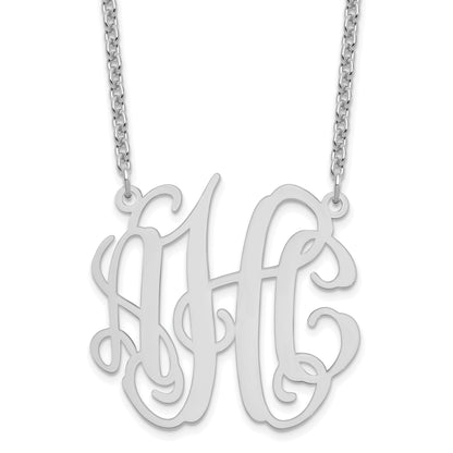 Sterling Silver Silver/Rhodium Plated Medium Monogram Necklace