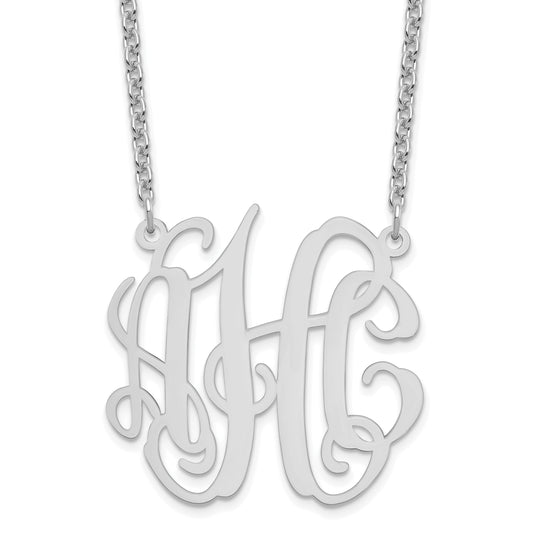 Sterling Silver Silver/Rhodium Plated Medium Monogram Necklace