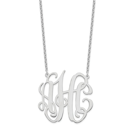 Sterling Silver Silver/Rhodium Plated Large Monogram Necklace