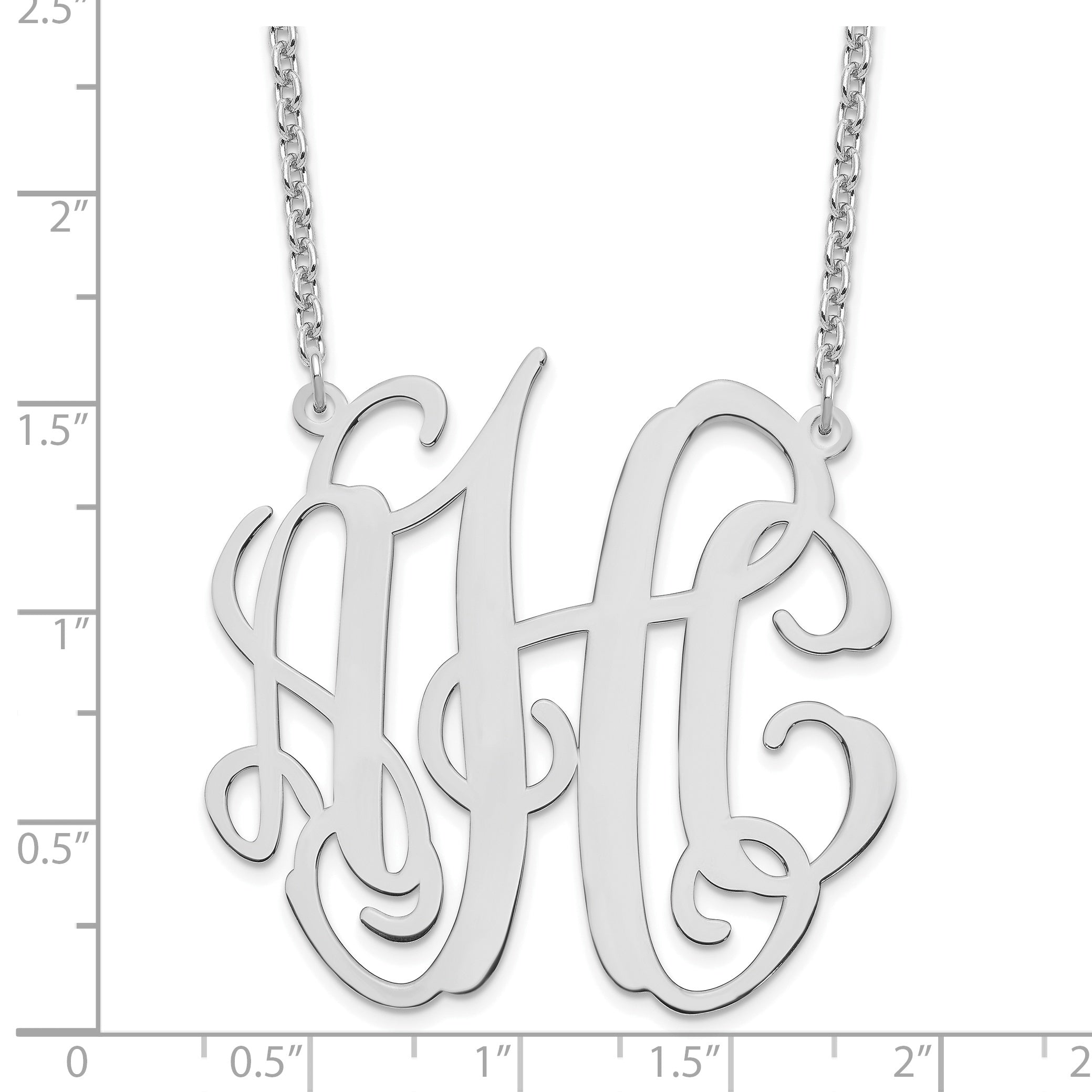 Sterling Silver Silver/Rhodium Plated Large Monogram Necklace