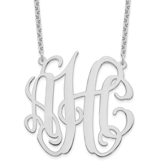 Sterling Silver Silver/Rhodium Plated Large Monogram Necklace