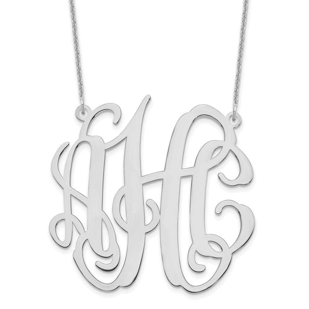 14K White Gold Large Monogram Necklace