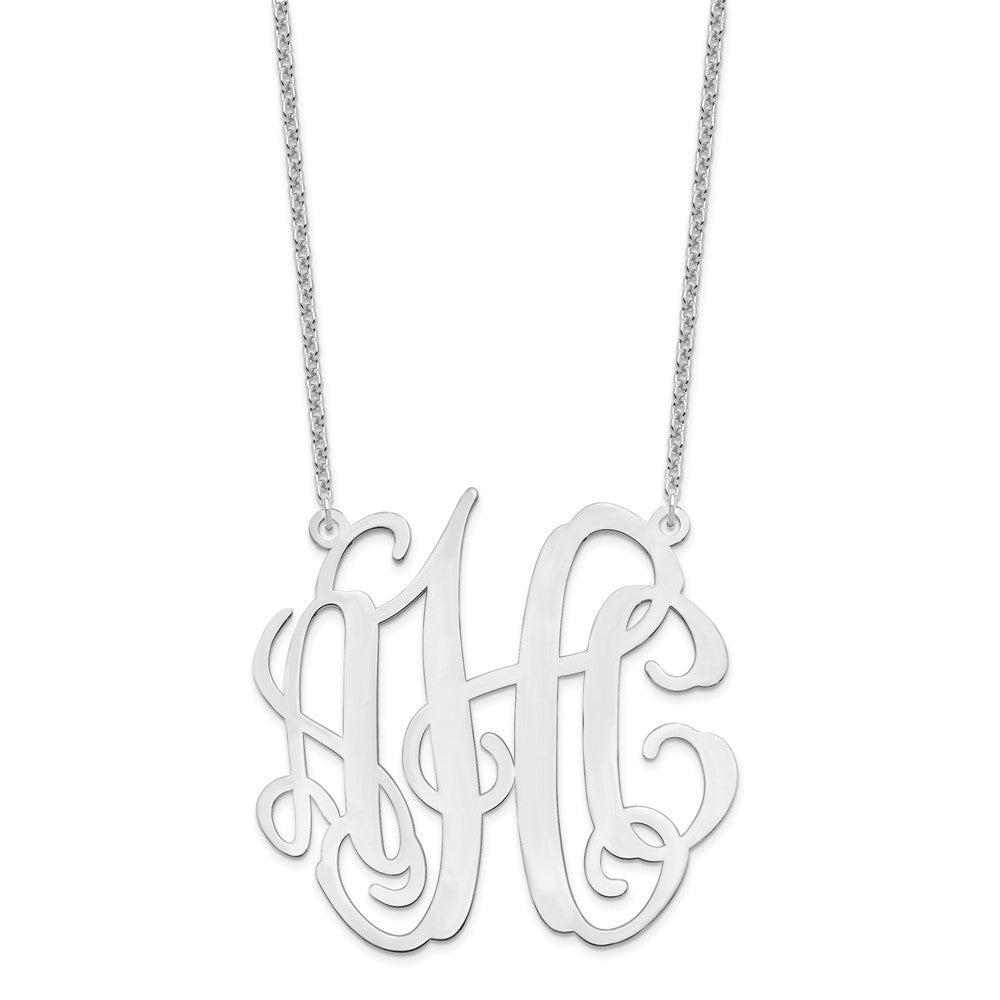 Sterling Silver Silver/Rhodium Plated Large Monogram Necklace