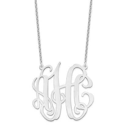 Sterling Silver Silver/Rhodium Plated Large Monogram Necklace
