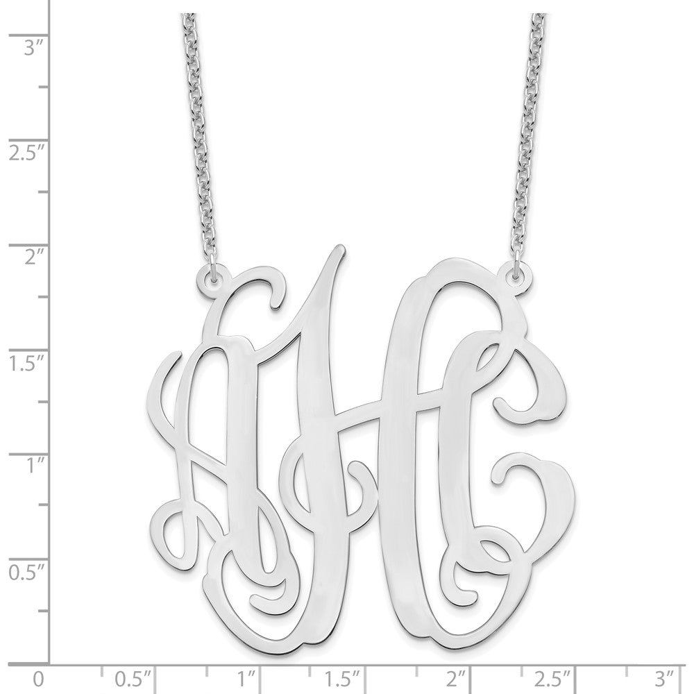 Sterling Silver Silver/Rhodium Plated Large Monogram Necklace