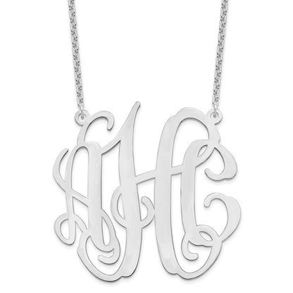 Sterling Silver Silver/Rhodium Plated Large Monogram Necklace