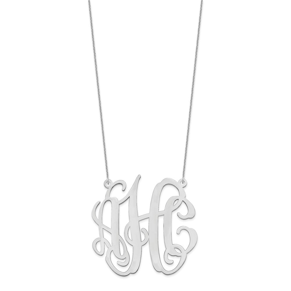 14K White Gold Large Monogram Necklace