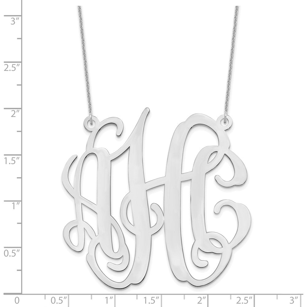 14K White Gold Large Monogram Necklace