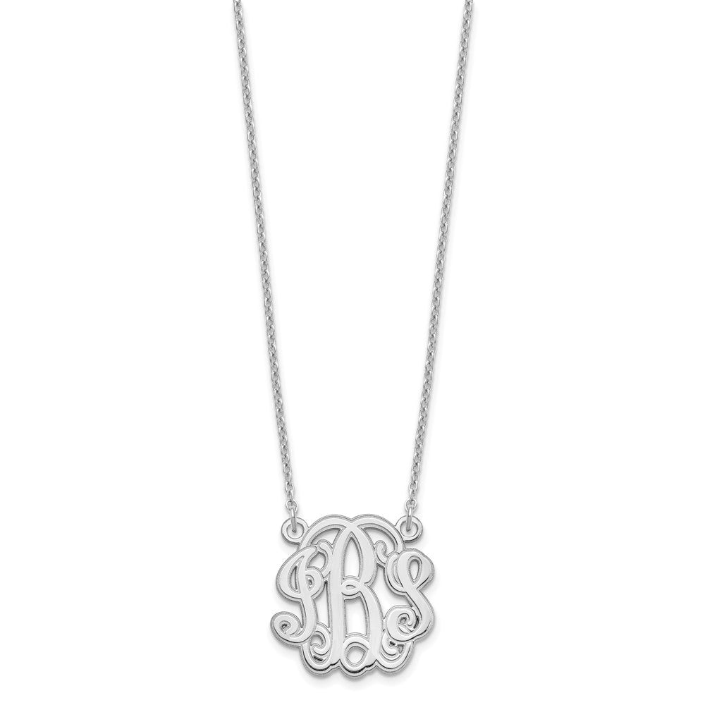 Sterling Silver Silver/Rhodium Plated Etched Monogram Necklace