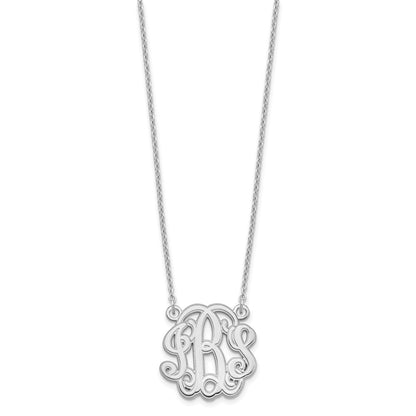 Sterling Silver Silver/Rhodium Plated Etched Monogram Necklace