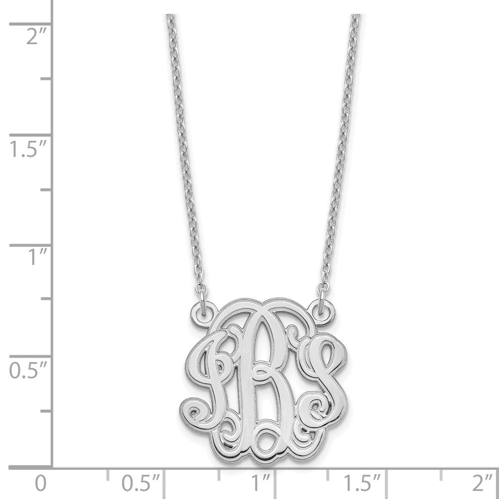 Sterling Silver Silver/Rhodium Plated Etched Monogram Necklace