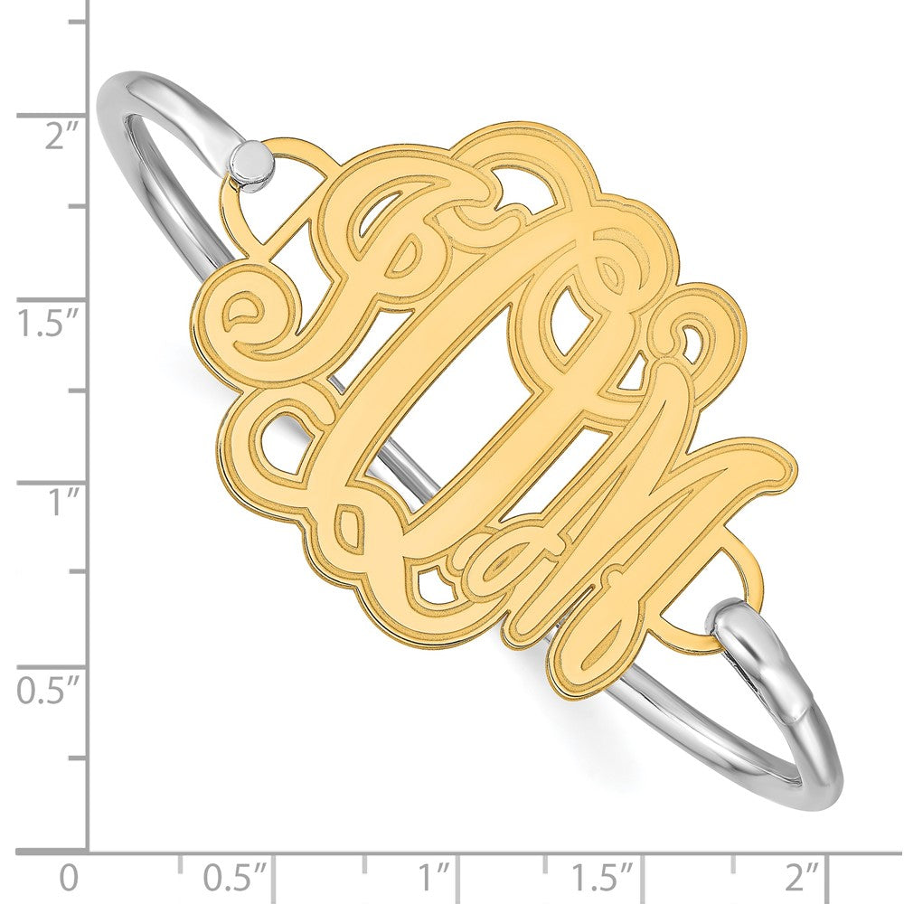 Gold Plated Etched Monogram With Sterling Silver Bangle