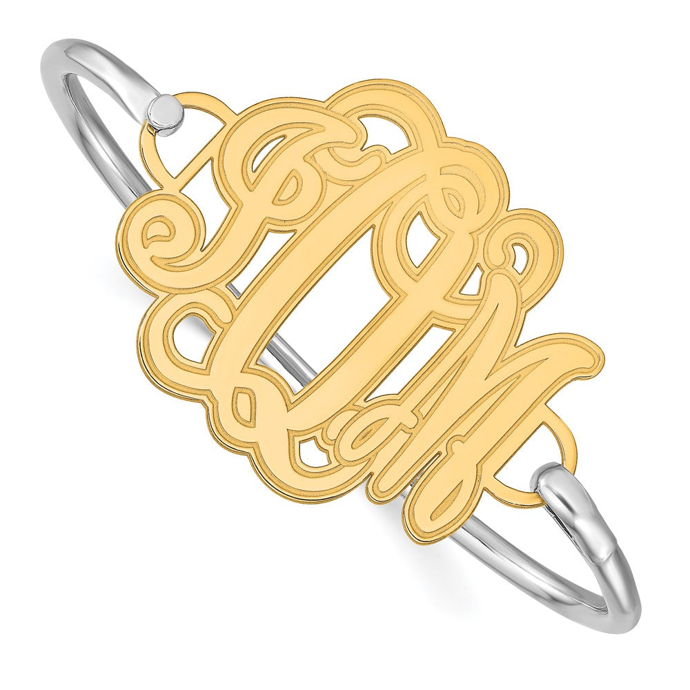 Gold Plated Etched Monogram With Sterling Silver Bangle