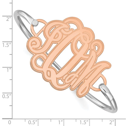 Rose Plated Etched Monogram With Sterling Silver Bangle