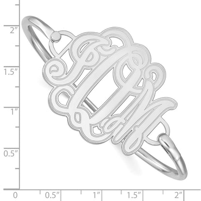 Sterling Silver Rhodium Plated Etched Monogram With Bangle