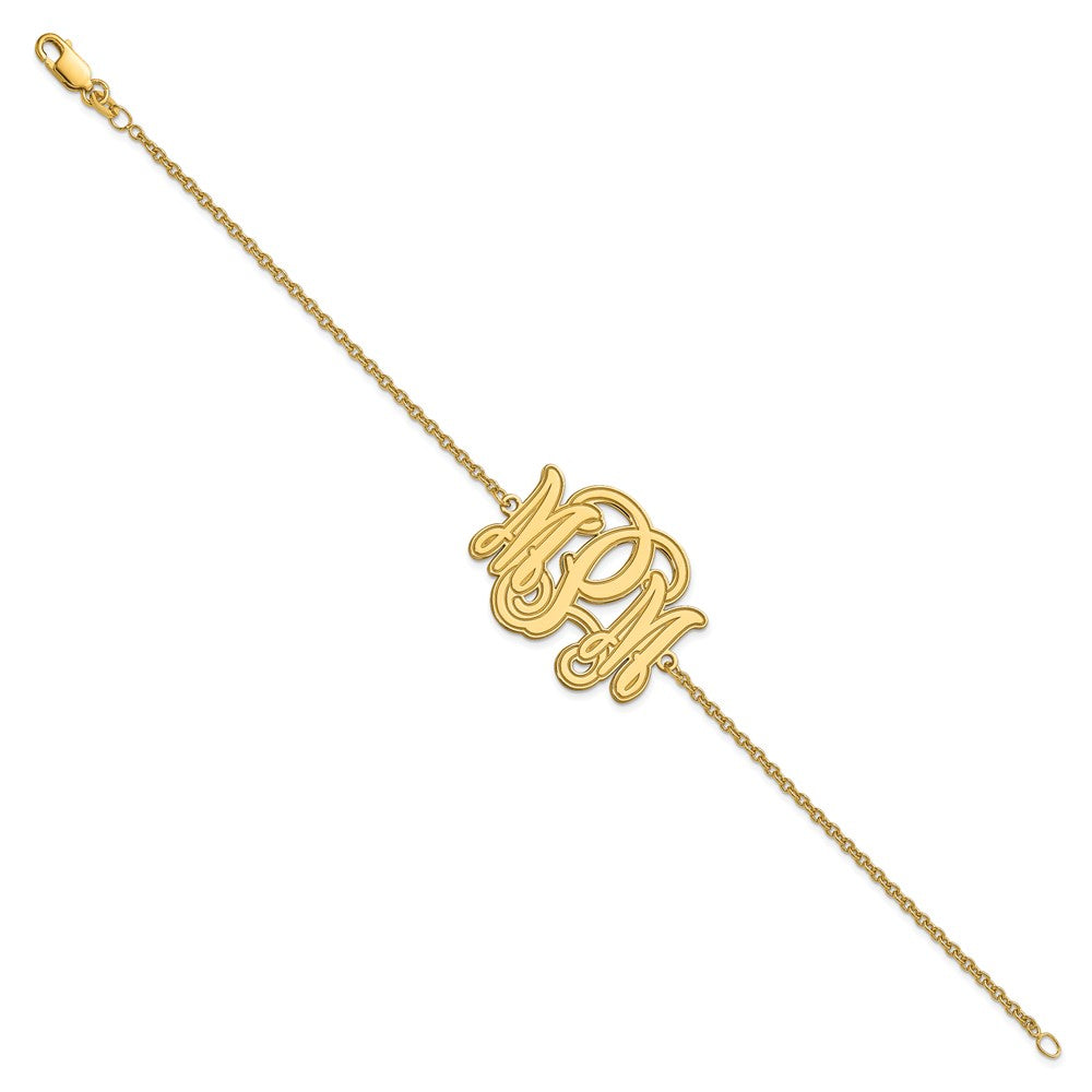 Gold Plated Sterling Silver/Gold Etched Monogram Bracelet